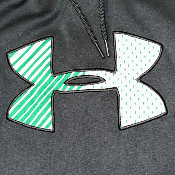 Mens Under Armour Black Green/Gray Hooded Sweatshirt Loose Fit Storm Size XL - Picture 3 of 13